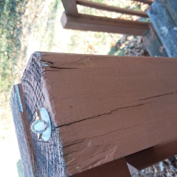 solid 10kt  yellow gold genuine opal an topaz ring - Picture 3 of 4